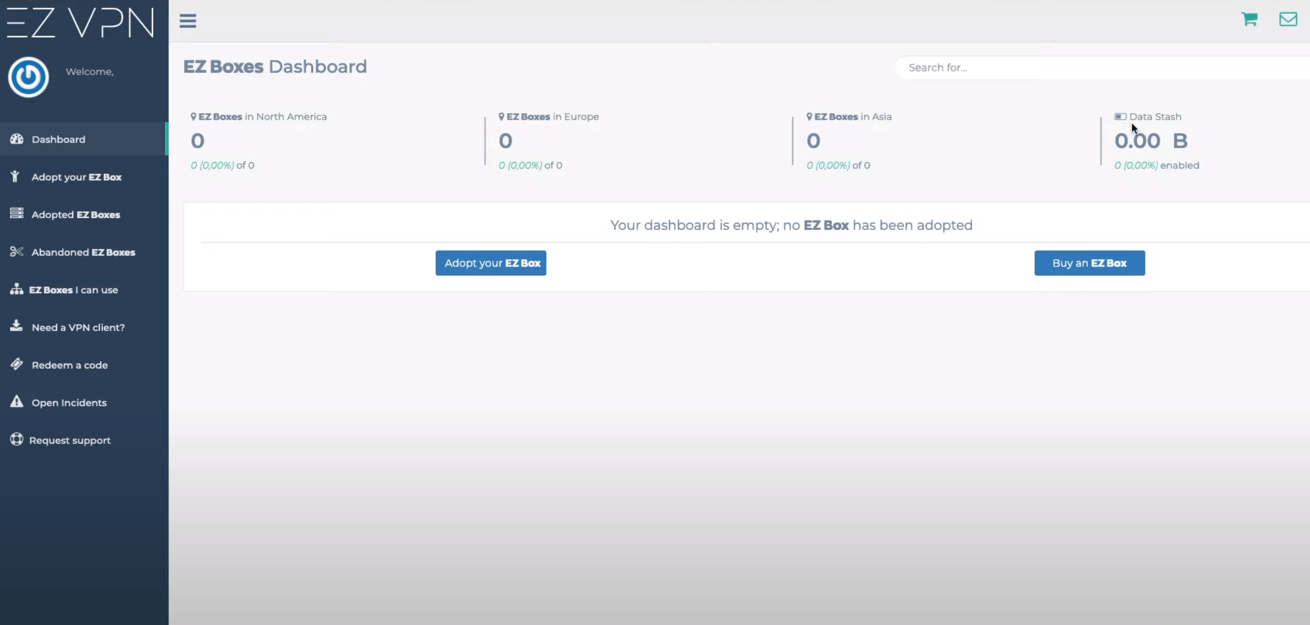 Dashboard-EZVPN-home-page