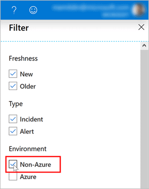 Filter alerts to non Azure page Windows Admin Center